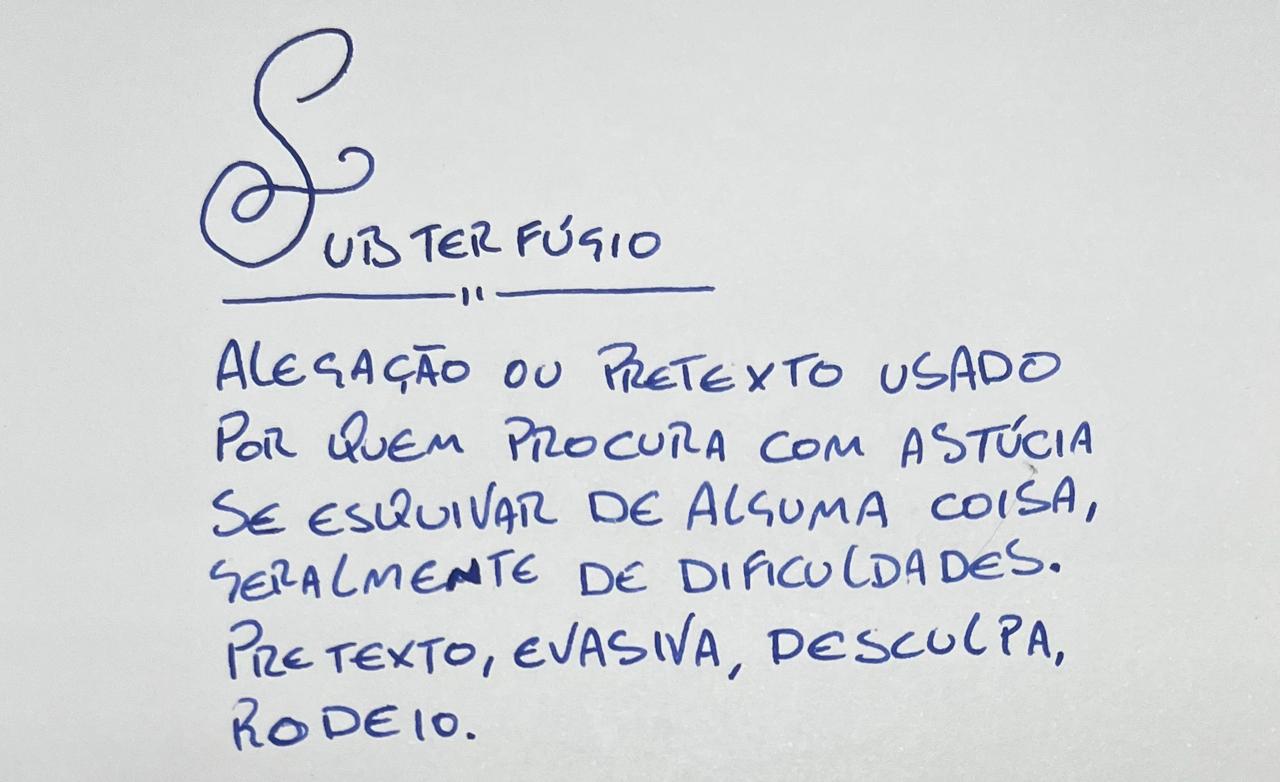 handwriten word subterfúgio